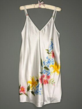 VTG LA Intimates Women's Medium Chemise Slip y2K Floral Hawaiian Print USA Made